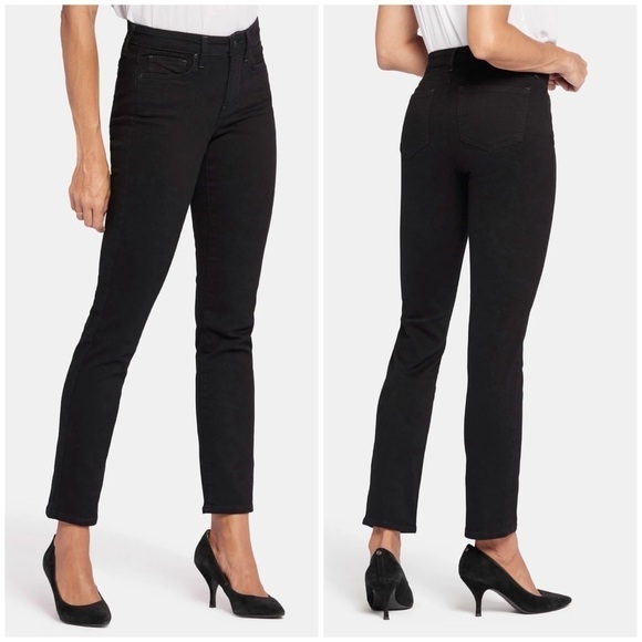 NYDJ Sheri Slim Jeans Black Lift Tuck Stretch Everyday Chic Sz 6 - Picture 1 of 15